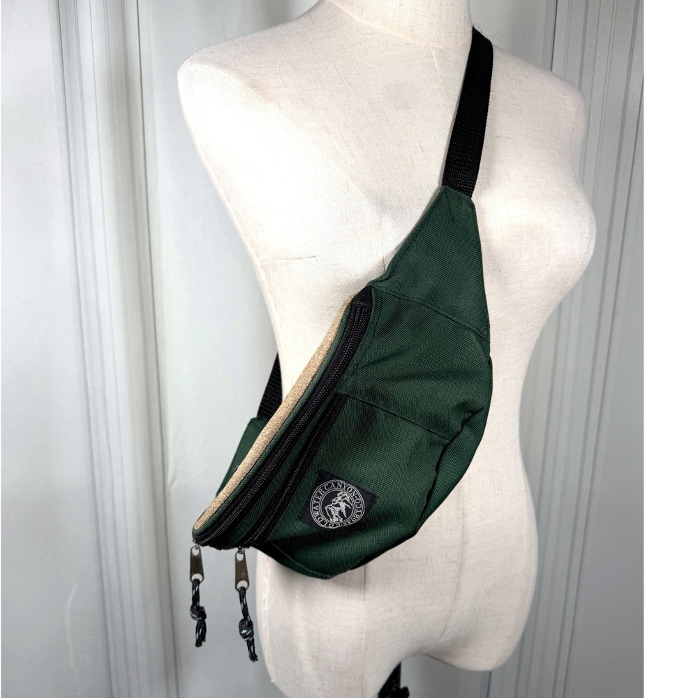 Vintage Coldwater Canyon Forest Green Fanny Pack Suede Trim Belt Sling Bag